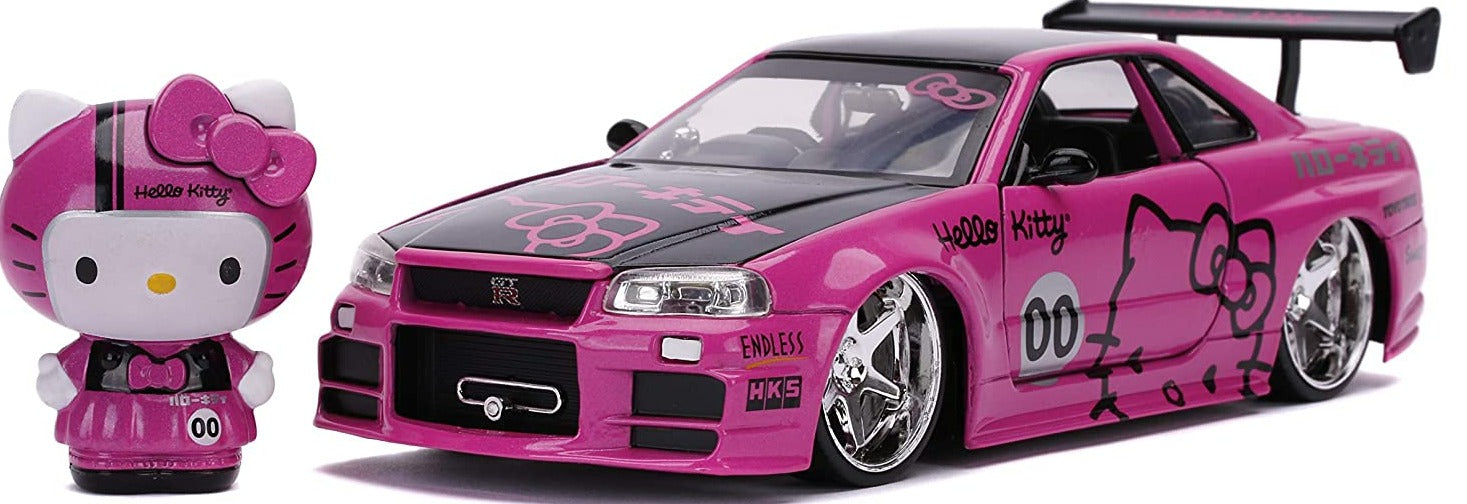 Hello Kitty 2002 Nissan Skyline GT-R 1:24 Vehicle & Figure - Otaku Haven LLC