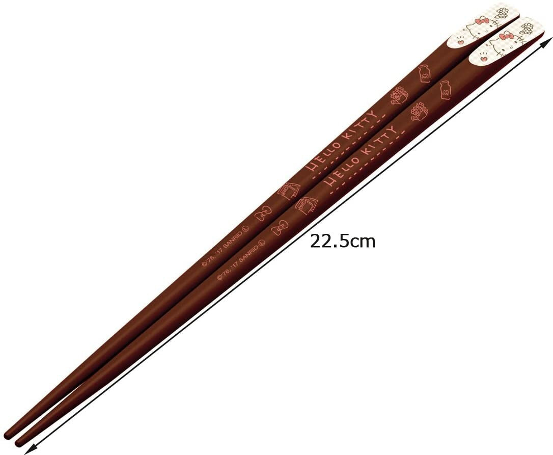 Sanrio Skater Hello Kitty Wooden Lacquered Chopsticks - Dark Brown - Otaku Haven LLC