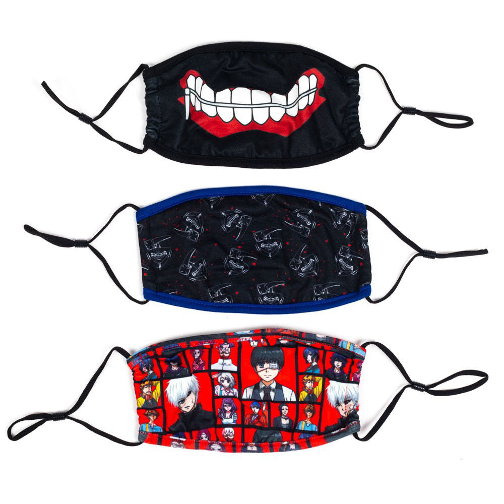 TOKYO GHOUL 3 PACK ADJUSTABLE FACE COVERS - Otaku Haven LLC